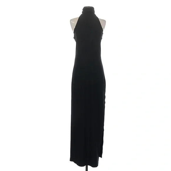 Norma Kamali Partial Turtleneck Slit Long Gown Halter Neck Dress - Picture 3 of 11